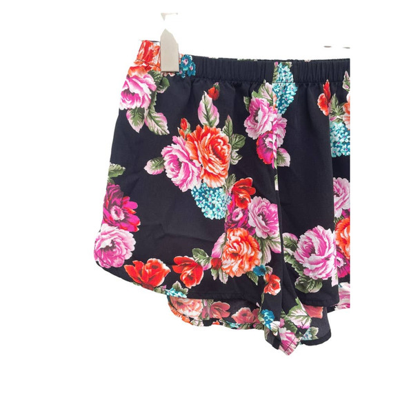 Ambiance Apparel Multi Color Tropical Floral Elastic Waist Shorts Size Medium - Picture 3 of 6